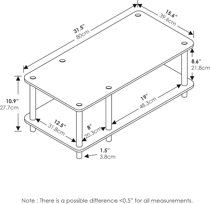 Furinno JUST TV Stand, 2-Tier No Tools Mid Entertainment Center - Image 4
