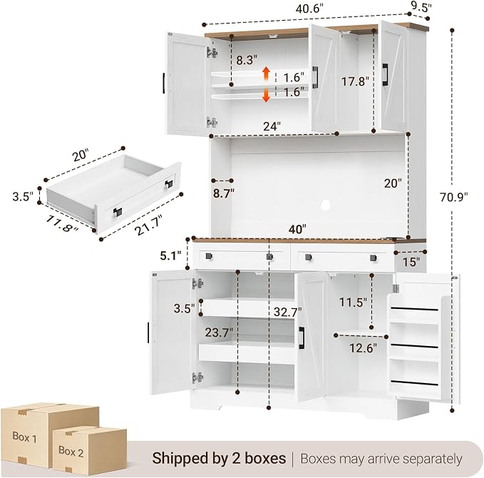 ELYKEN 71" Kitchen Pantry Cabinet - Image 3