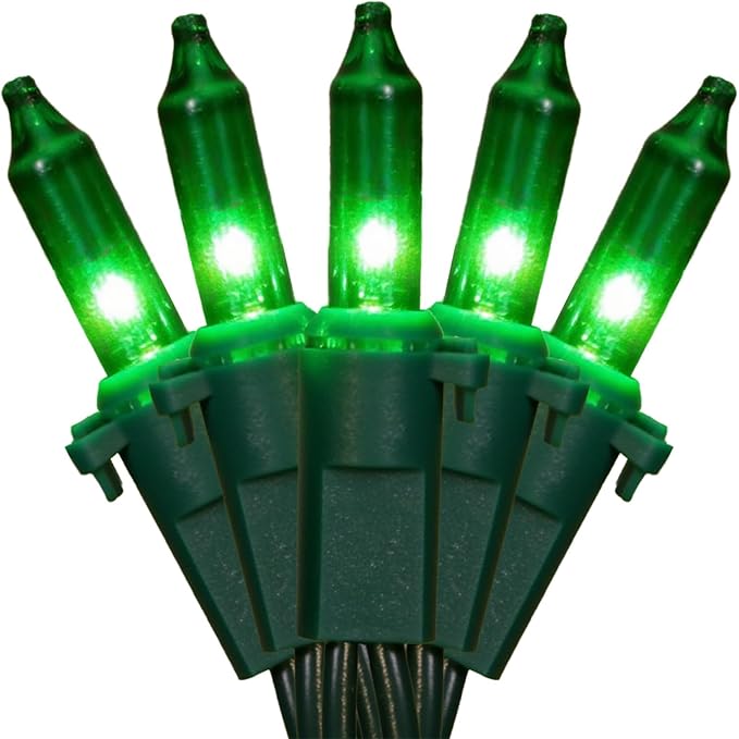 13FT 50-Count Green Christmas Lights, Incandescent Mini String Lights by ooLALoo