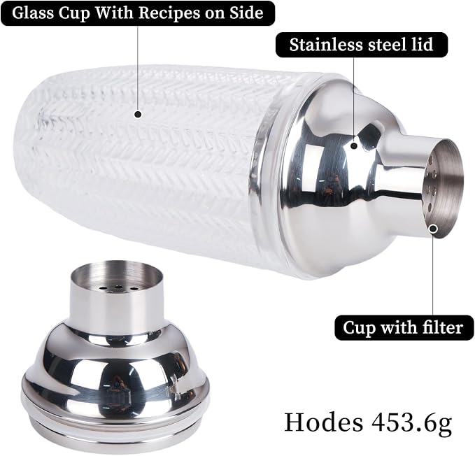 JNWINOG Cocktail Shaker, 14.37oz Mixed Drink Shaker - Image 3