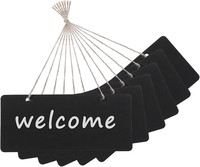 6 PCS Wooden Hanging Chalkboard Signs Double Sided, 7x3 Inch Small Rectangle by Unknown