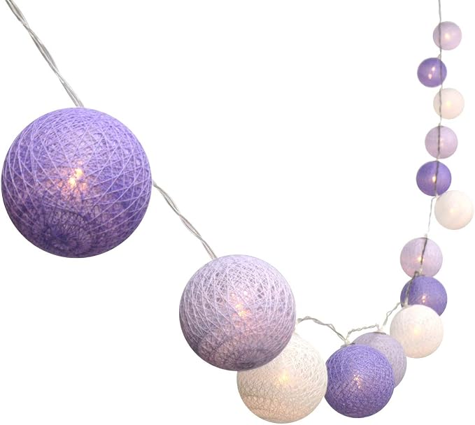 Gardeningwill 3M/10Ft 30 Purple White Ball LED Xmas Wedding Battery Operated by Gardeningwill