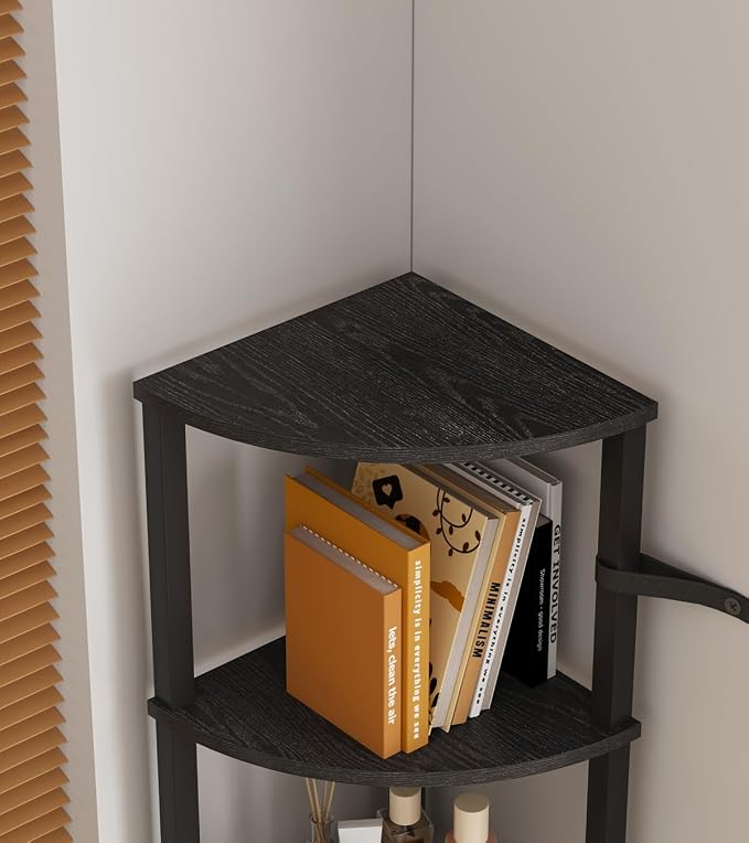 VIMBER Corner Shelf, 5-Tier Corner Bookshelf, Industrial Corner Ladder Shelf - Image 6