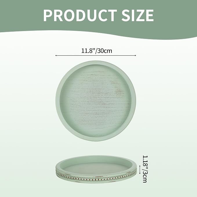 Hanobe Sage Green Tray Decor: Round Decorative Tray - Image 3