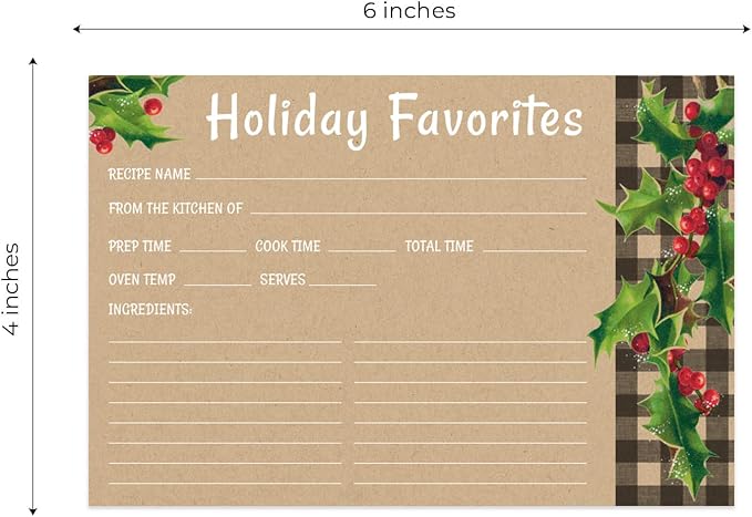 Kraft Look Holiday Favorites Recipe Cards / 50 Rustic Faux Kraft Christmas - Image 5