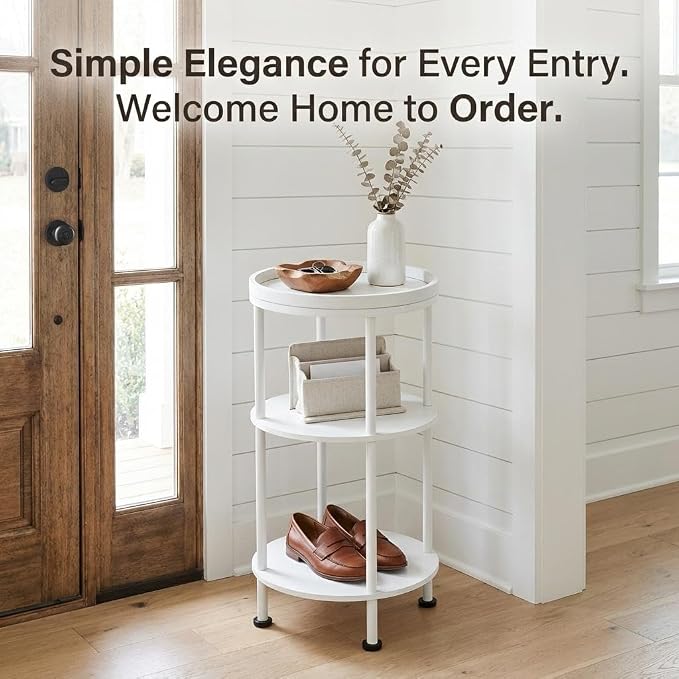 Small Round Side Table with Tray Top, 11.8" Narrow End Table - Image 8