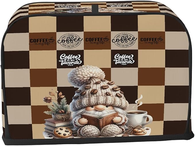 Dwarf Coffee Bean Cookies Toaster Cover 4 Slice Wide Slot Washable Appliance - Image 2