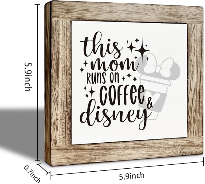 Coffee Bar Wooden Decor Sign, This Mom Runs on Coffee Sign, Farmhouse Cafe Signs - Image 2