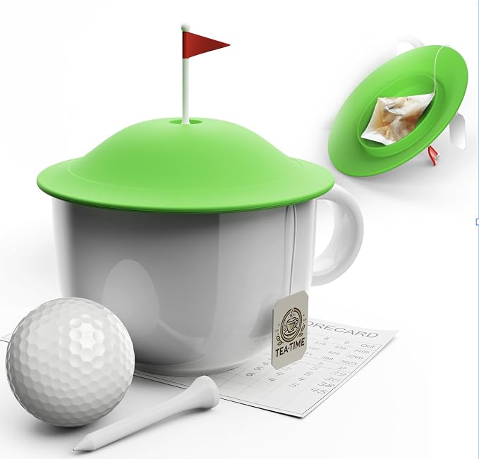Pund'it Green Tee Mug and Cup Cover, Golf Themed Cup Lid by Pundit