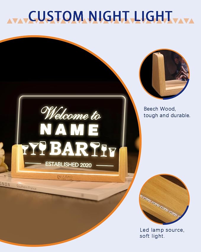 Personalized Light Up Signs for Home Bar Customized Name Gifts Night Light for - Image 6
