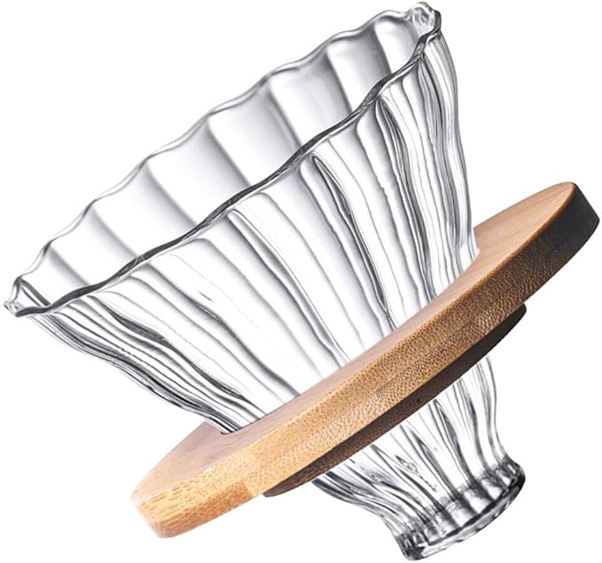 Cabilock 1set Reusable Stripe Glass Coffee Filter Funnel High Borosilicate by cabilock