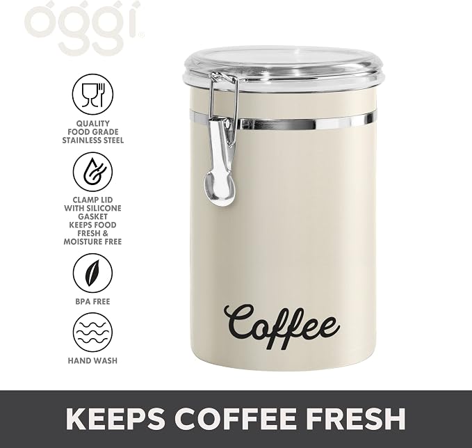 Oggi Stainless Steel Coffee Canister 62 fl oz - Image 3