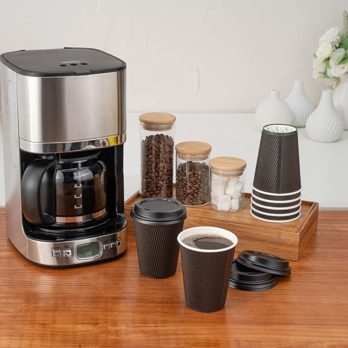 Restaurantware 8 Ounce Paper Coffee Cups, 25 Ripple Disposable Paper Cups - Image 6