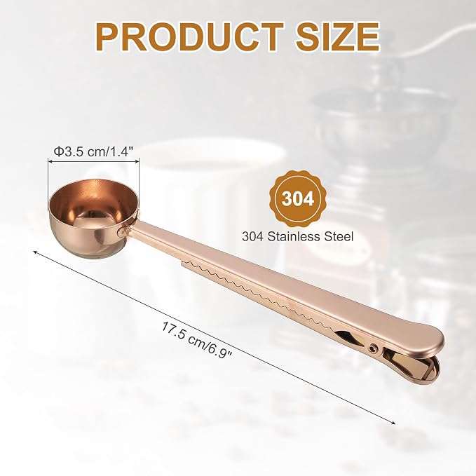 uxcell 1 PCS Coffee Scoop with Clip, Stainless Steel Coffee Scoop and Spoon Bag - Image 2