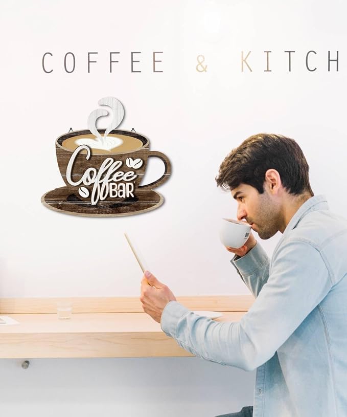 Putuo Decor Coffee Bar Wall Art, Double-Layer Coffee Cup Sign - Image 5
