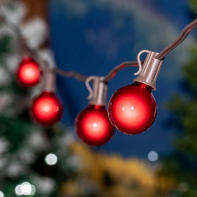 G50 Patio String Lights with 25 Red Globe Bulbs – Outdoor String Lights – - Image 6