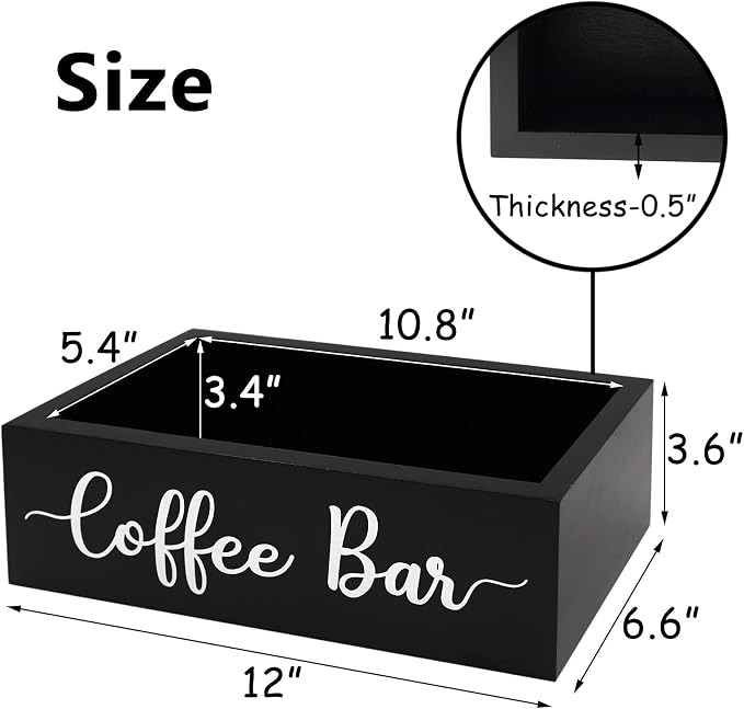 Coffee Station Organizer Coffee Bar Wood Countertop Accessories - Image 2