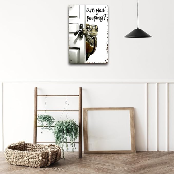 BEASTZHENG Metal Tin Sign Vintage Sea Turtle Metal Sign, Funny Bathroom Wall Art - Image 5