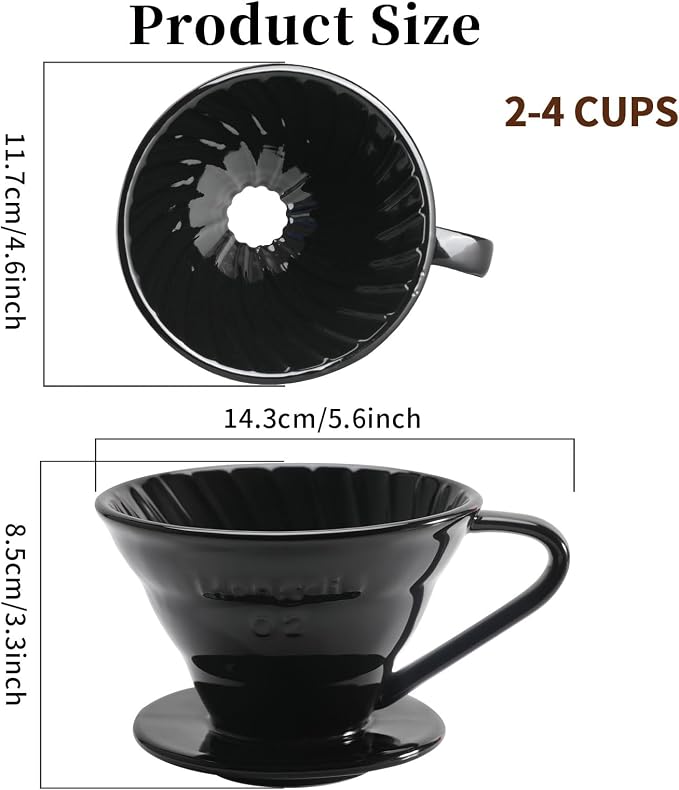 Mongdio Ceramic Pour Over Coffee Dripper, Reusable Porcelain Portable Pour Over - Image 6