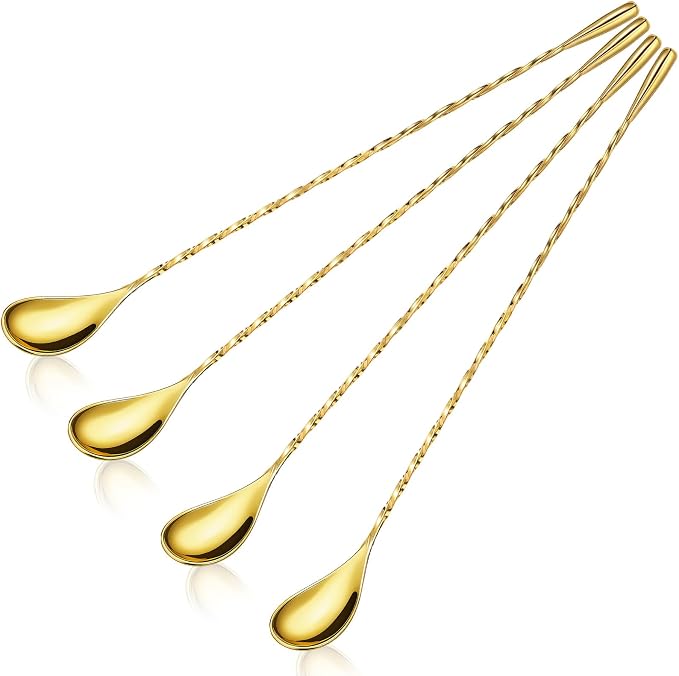 Boao 4 Pcs 12 Inch Cocktail Spoon Coffee Spoons Bar Stirring Spoon Long Handle by Boao