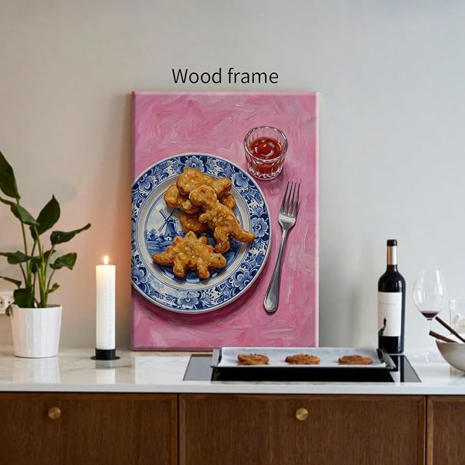 Wrapped Framed Funny Kitchen Wall Art 24x36 inch Dining Room Food Canvas Poster - Image 3