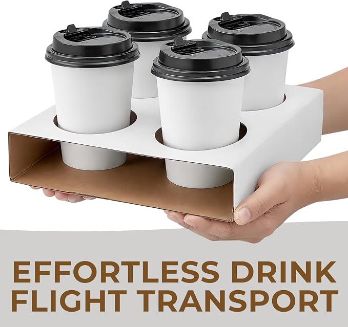 Fun Expess 7" x 7" Disposable Cardstock Four-Drink Flight Carrier - Image 3