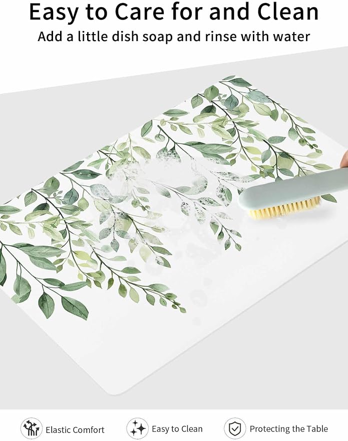Rat Tailings Coffee Mat Green Plants Leaf Farmhouse Absorbent Bar Mat - Image 7