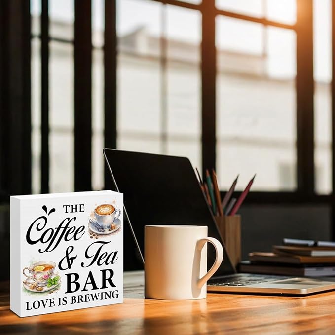 Coffee Bar Decor, Funny Tea Station Table Decor, The Coffee & Tea Bar Love Is - Image 6
