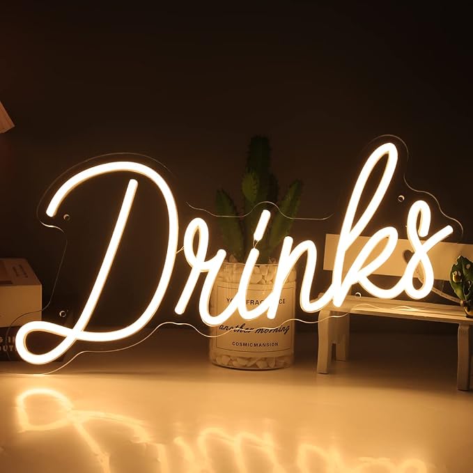 Britrio Warm White Drinks Neon Sign by Britrio