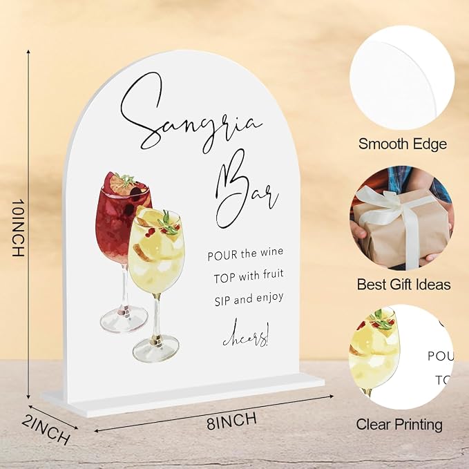 Sangria Bar Table Sign Bridal Brunch Bar Sign Drink Station Decor 8"x10" | - Image 2