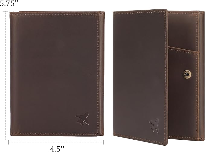 Polare Full Grain Leather Pilot Wallet Passport Holder RFID Blocking Tri-fold - Image 4