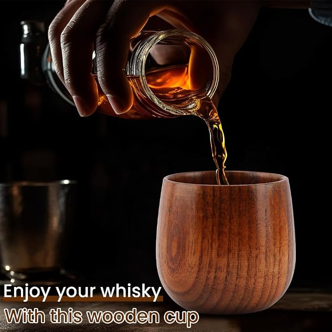 Wooden Whiskey Glasses, Bourbon Drinking Glass Natural Wooden Teacups Coffee - Image 4