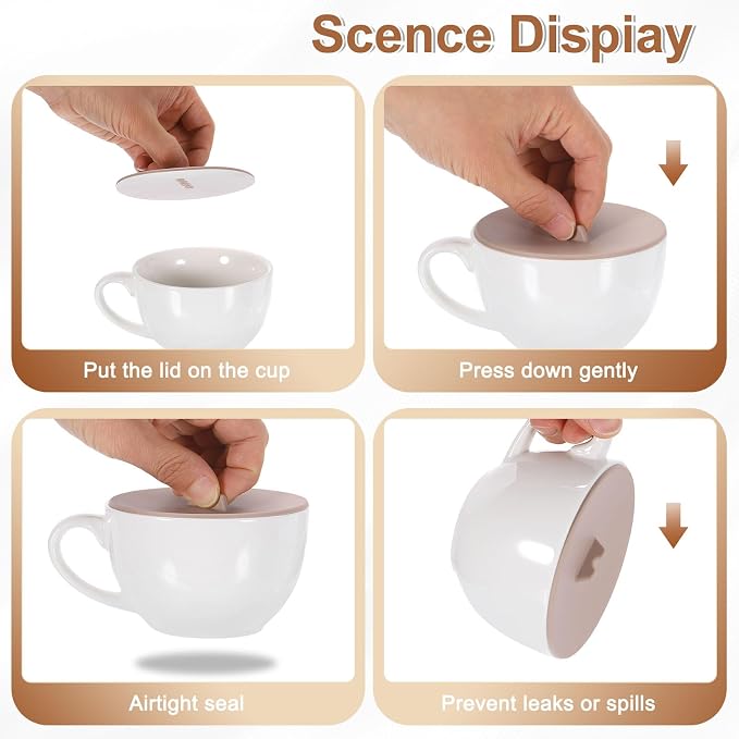 uxcell Silicone Cup Lids, Reusable Anti-Dust Tight Seal Silicone Mugs Cover - Image 4