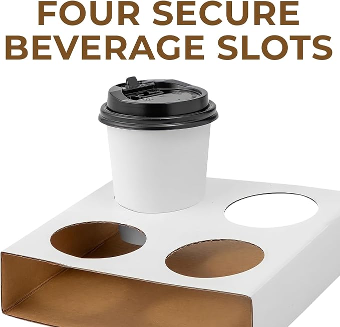 Fun Expess 7" x 7" Disposable Cardstock Four-Drink Flight Carrier - Image 2