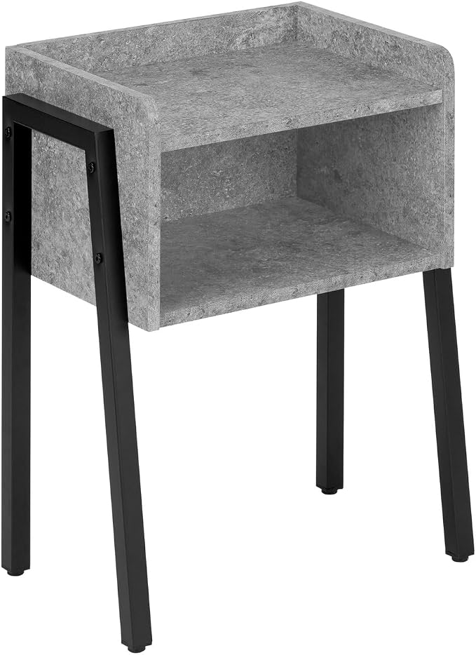 Slim Grey End Table with Storage Cubby, Modern 2-Tier Accent Side Table with - Image 4