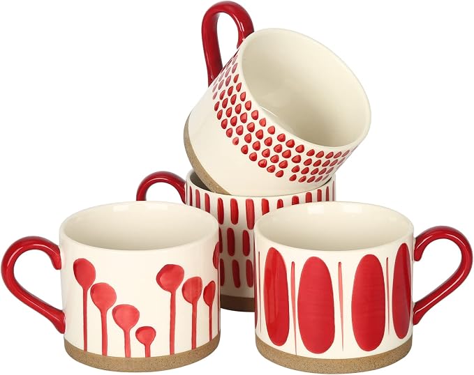 Koja 16 oz Premium Hand Painted Porcelain Ceramic Mug Set, Large Coffee & Tea by Koja