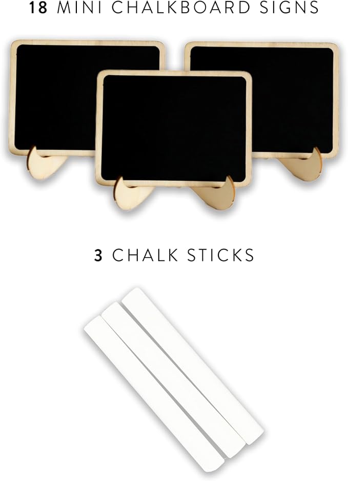 Mini Chalkboard Signs for Food, 18 Pack Framed Small Chalk Boards - Image 4