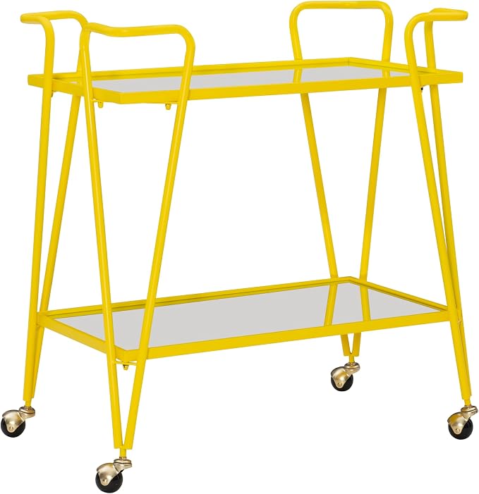 Linon Gina Yellow Mid Century Bar Cart by Linon
