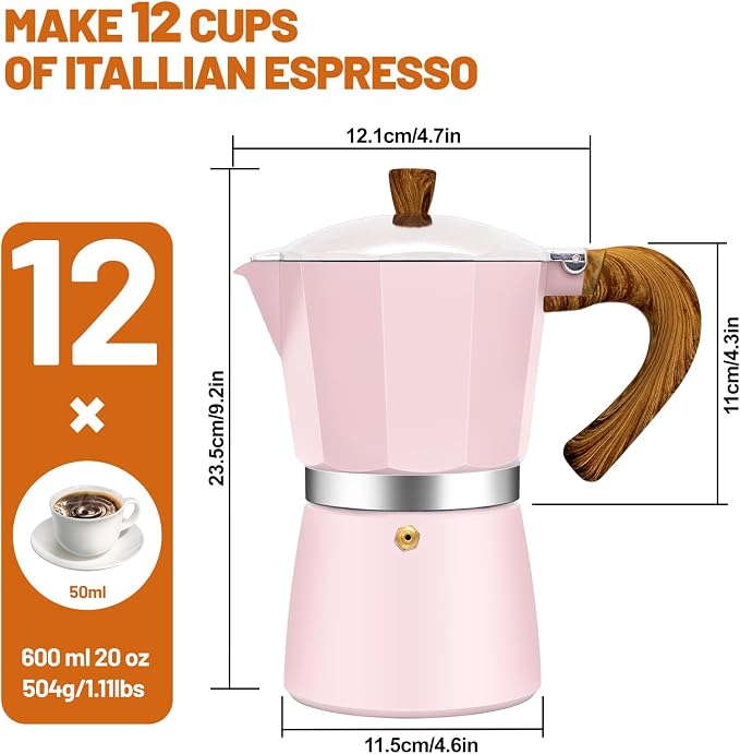 12 Cup Aluminum Espresso Stovetop Moka Pot Express Coffee Maker Percolator - Image 2
