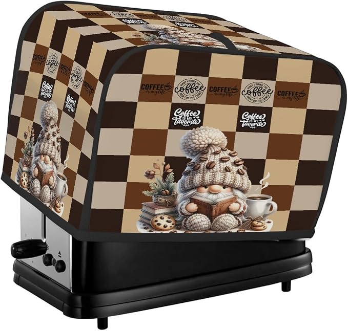 Dwarf Coffee Bean Cookies Toaster Cover 4 Slice Wide Slot Washable Appliance by cfpolar
