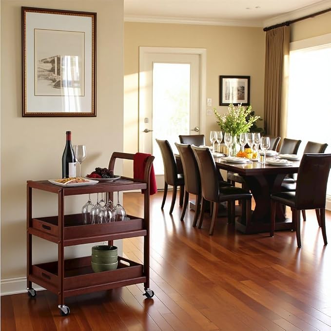 Furnifact Solid Wood Kitchen Cart On Wheels - Image 5