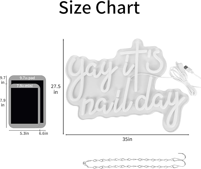 Yay It's Nail Day Neon Sign for Wall Decor Neon Light for Salon Bar Beauty Room - Image 3