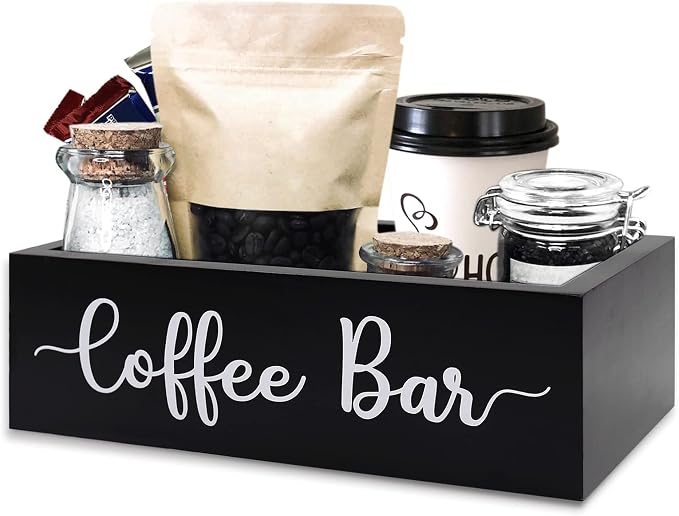Coffee Station Organizer Coffee Bar Wood Countertop Accessories by Kitticcino