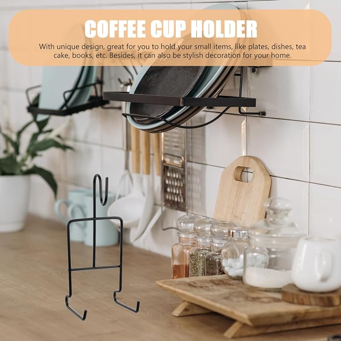 ULTECHNOVO 4-Pack Coffee Cup Holder Stand Black Iron Mug Display Rack Organizer - Image 4