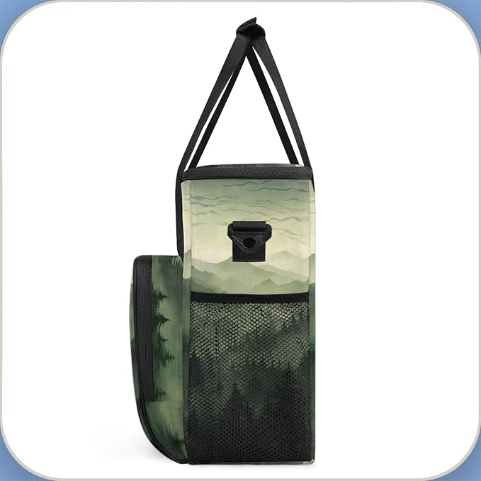 Green Misty Forest Coffee Maker Carring Bag, Large Insulated Storage Organizer - Image 4