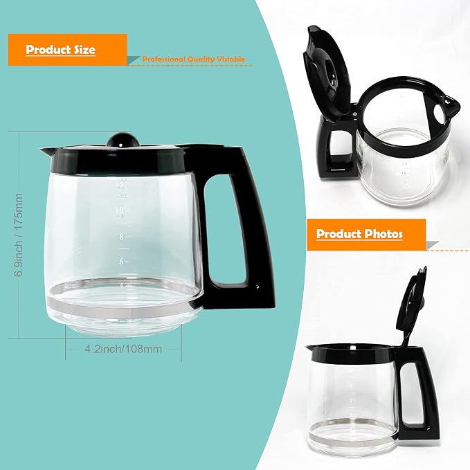 12-Cup Replacement Glass Coffee Carafe Compatible - Image 4