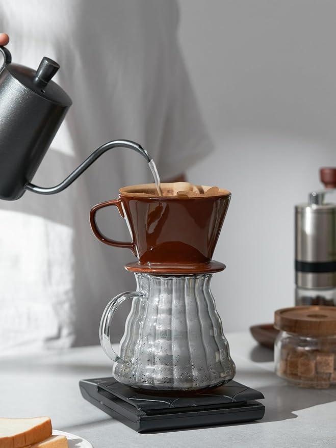 DOWAN Pour Over Coffee Dripper, Non Electric Pour Over Coffee Maker, Porcelain - Image 2