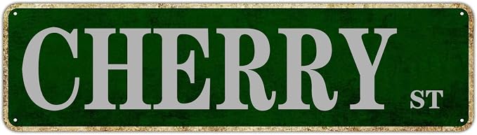 Metal Tin Sign Cherry Street Funny metal Sign Vintage Signs Aluminum Retro Tin by Unknown