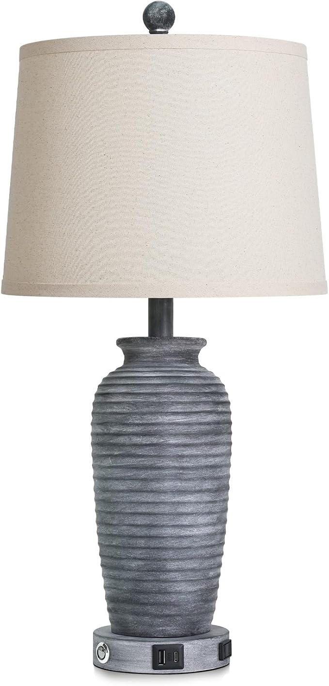 CINSARY 25" Retro Distressed Black Farmhouse Jar Table Lamps Set of 2, 3 Way - Image 8