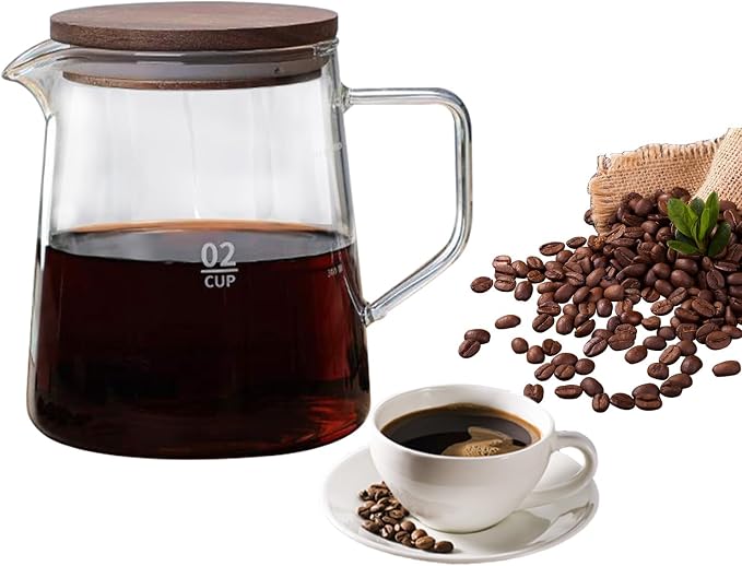 Small Glass Carafe, 16.9oz Glass Coffee Server by Cyrank